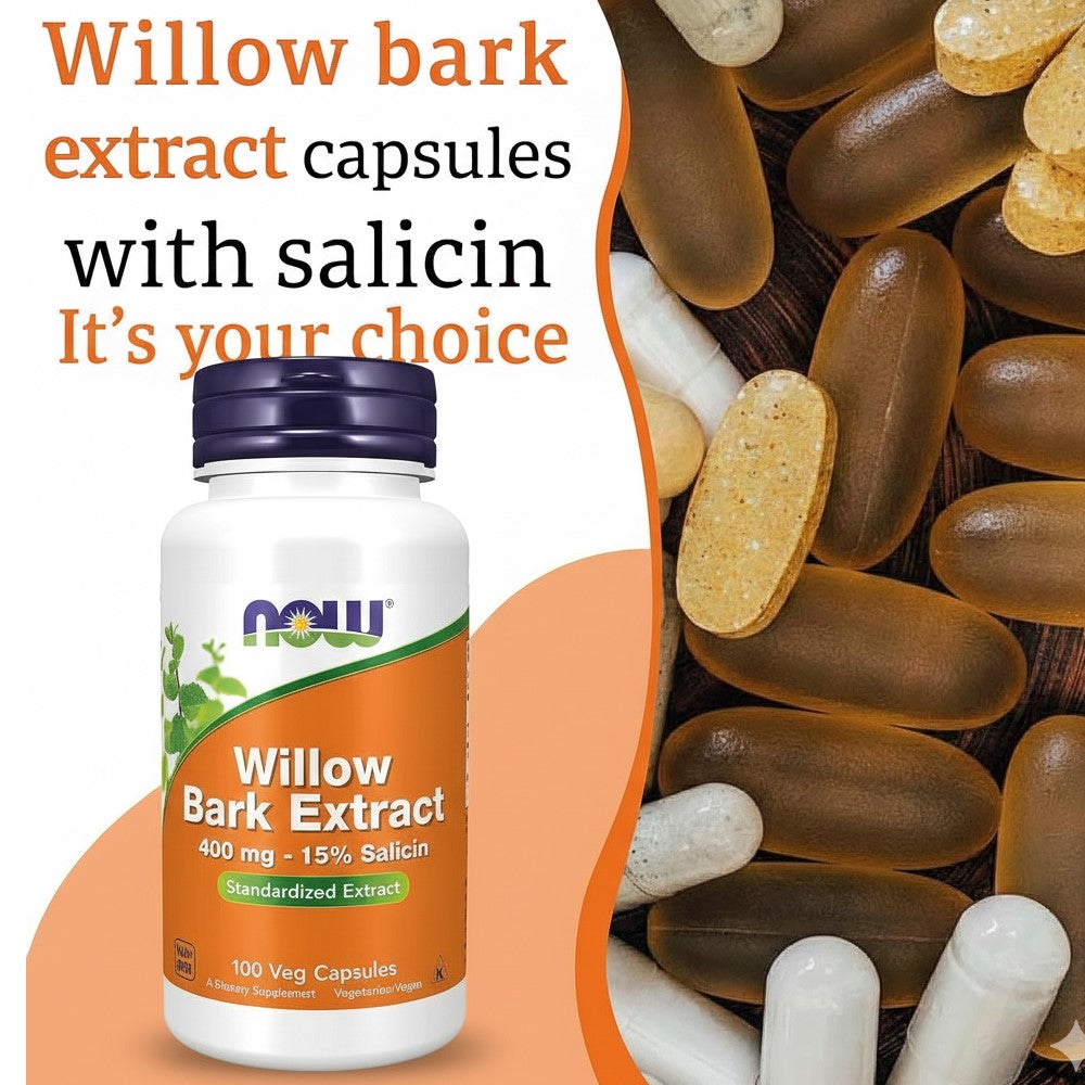 NOW Foods Willow Bark Extract 400mg 15 Salicin Capsules in Pakistan