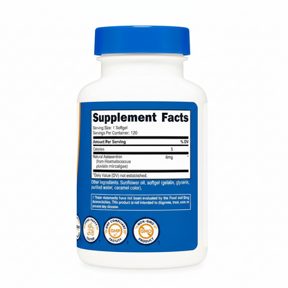 Nutricost Astaxanthin 6mg Capsules bottle front view