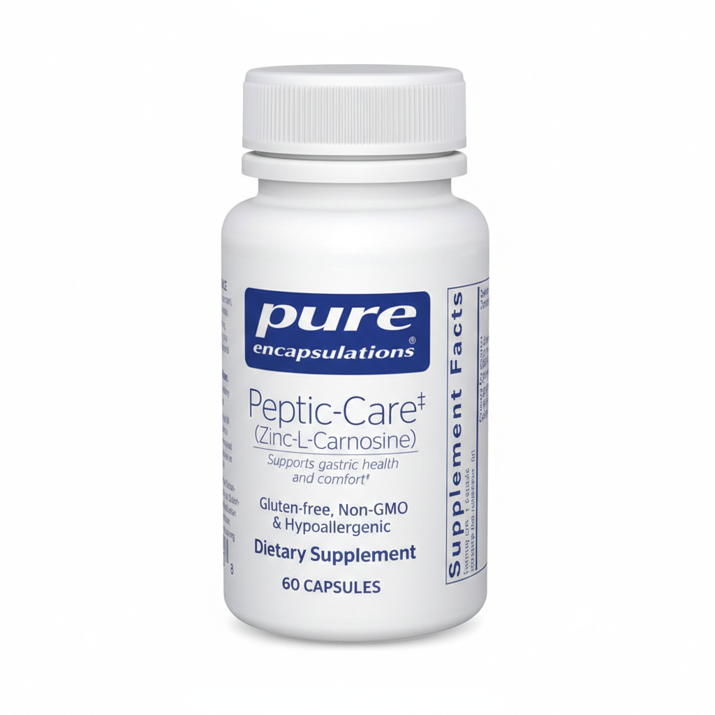 Pure Encapsulations Peptic-Care Zinc L-Carnosine Capsules bottle front view